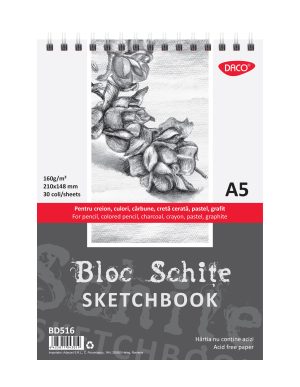 Bloc A5 schițe 160 gr 30 file DACO BD516