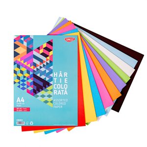 Hârtie colorată A4 80 g/mp 100 coli 10 culori DACO