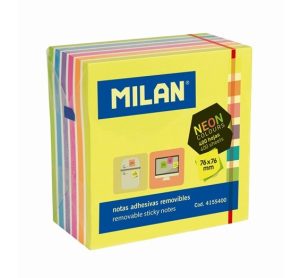 Bloc notes adeziv 76x76 mm 7 culori neon MILAN (Post-it)