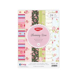 Hârtie decorativă A4 24 coli Blooming Rose DACO