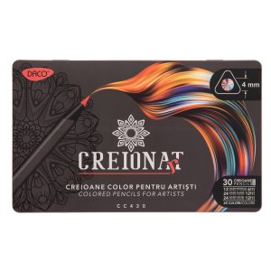 Creion color 30 culori bicolore Cutie metalică DACO