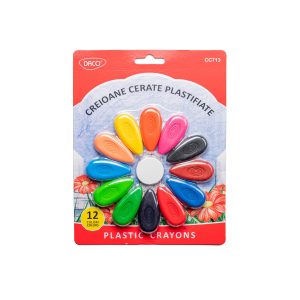 Creion color cerat 12 culori plastifiat DACO