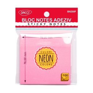 Bloc notes adeziv 76x76 mm Fucsia neon DACO (Post-it)
