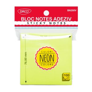 Bloc notes adeziv 76x76 mm Verde neon DACO (Post-it)