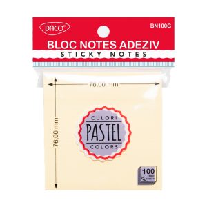 Bloc notes adeziv 76x76 mm Galben pastel DACO (Post-it)