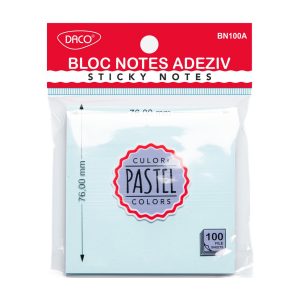 Bloc notes adeziv 76x76 mm Albastru pastel DACO (Post-it)