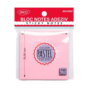 Bloc notes adeziv 76x76 mm Roz pastel DACO (Post-it)