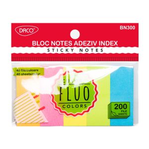 Bloc notes adeziv index 50x20 mm 5 culori DACO (Post-it)