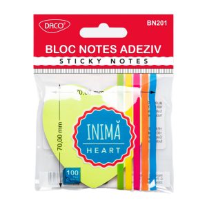 Bloc notes adeziv 7x7 mm Inimă DACO (Post-it)