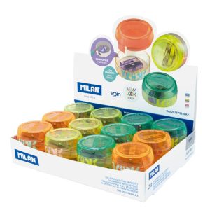 Ascuțitoare plastic simplă cu container SPIN LOOK 2 MILAN