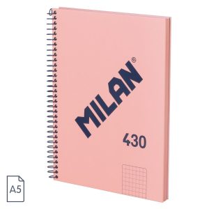 Caiet A5 80 file matematică spiră Roz MILAN