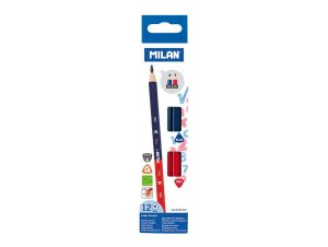 Creion bicolor roșu/albastru MILAN set 12 buc