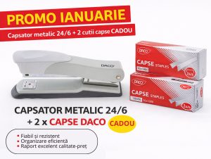 PROMOȚIE: Capsator metalic 24/6 + 2 cutii capse CADOU