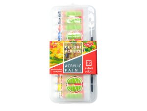 Culori acril 12 culori 12 ml cutie plastic DACO